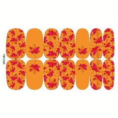 12 Sheets Fall Nail Wraps Stickers Autumn Maple Leaf Nail Polish Strips