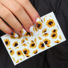 Sunflower Nail Stickers Floral Water Decals For Nails