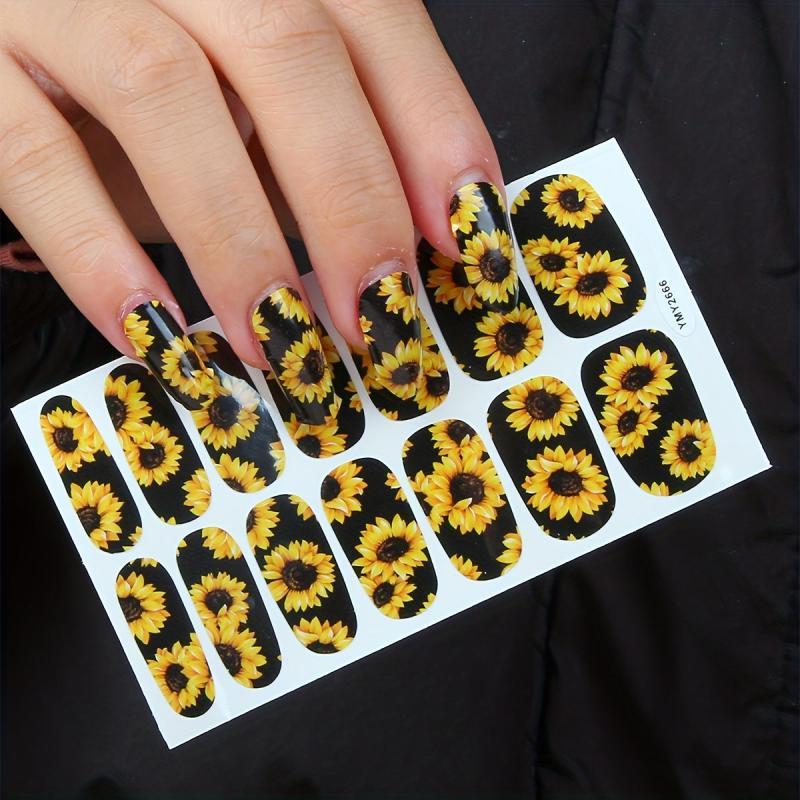 Sunflower Nail Stickers Floral Water Decals For Nails