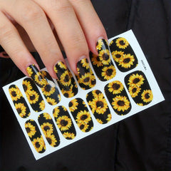 Sunflower Nail Stickers Floral Water Decals For Nails