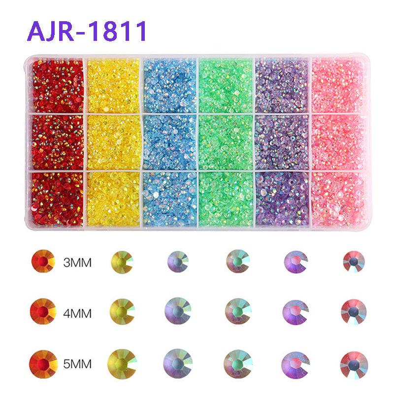 3-5mm 18 Grid Rhinestone Kit Mixed Non Hotfix Jelly Resin Rhinestones