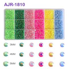3-5mm 18 Grid Rhinestone Kit Mixed Non Hotfix Jelly Resin Rhinestones