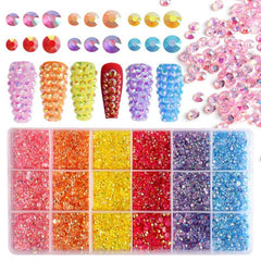 3-5mm 18 Grid Rhinestone Kit Mixed Non Hotfix Jelly Resin Rhinestones