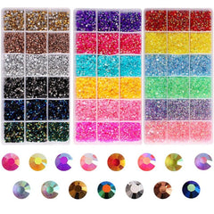 3-5mm 18 Grid Rhinestone Kit Mixed Non Hotfix Jelly Resin Rhinestones