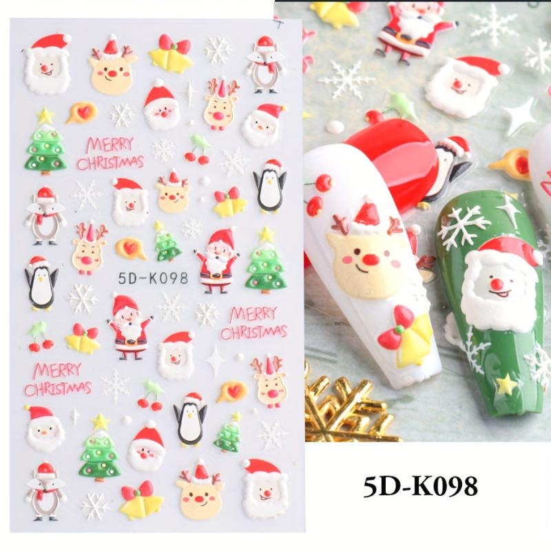 5D Christmas Nail Sticker Cartoon Gingerbread Santa Winter Nail Art Decals