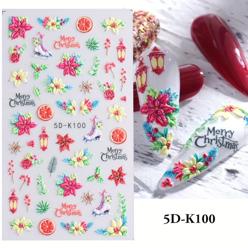 5D Christmas Nail Sticker Cartoon Gingerbread Santa Winter Nail Art Decals
