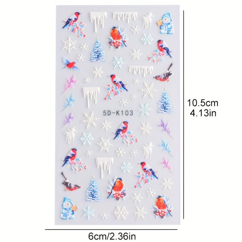 5D Christmas Nail Sticker Cartoon Gingerbread Santa Winter Nail Art Decals
