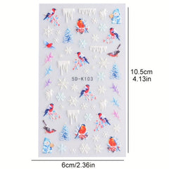 5D Christmas Nail Sticker Cartoon Gingerbread Santa Winter Nail Art Decals
