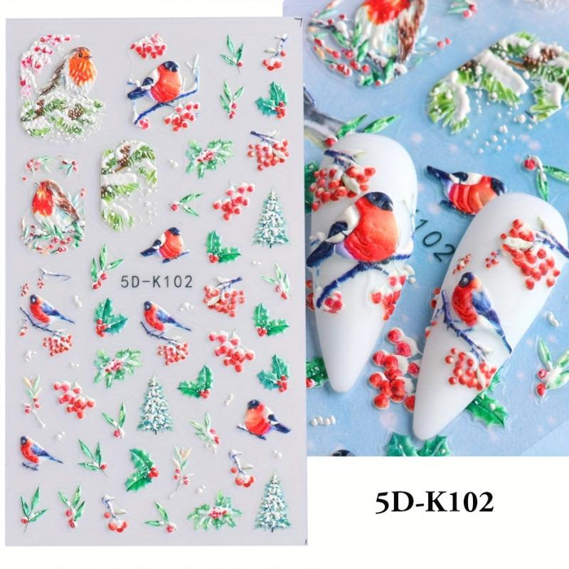5D Christmas Nail Sticker Cartoon Gingerbread Santa Winter Nail Art Decals