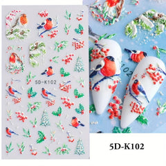 5D Christmas Nail Sticker Cartoon Gingerbread Santa Winter Nail Art Decals