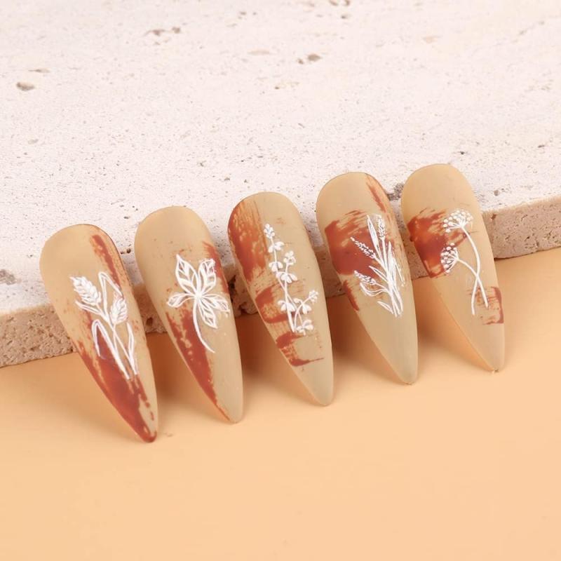 5D Embossed Flower Leaf Butterfly Nail Art Stickers - Self Adhesive Nail Decal
