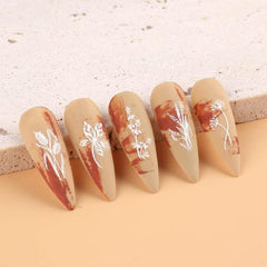 5D Embossed Flower Leaf Butterfly Nail Art Stickers - Self Adhesive Nail Decal