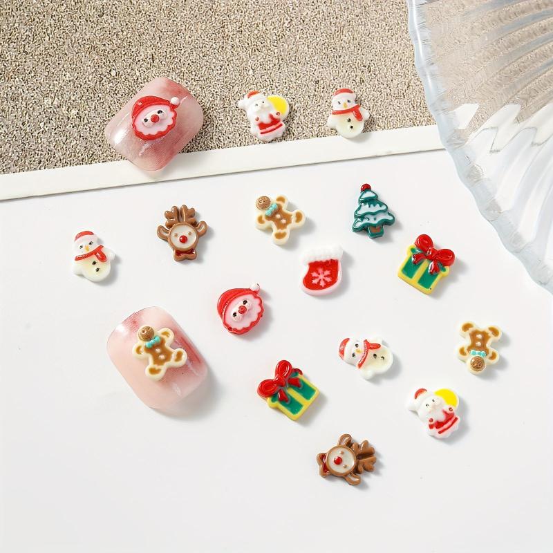 20pcs Christmas Cartoon Nail Art Charms Santa Claus Elk Snowflake Gift
