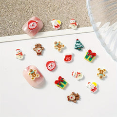 20pcs Christmas Cartoon Nail Art Charms Santa Claus Elk Snowflake Gift