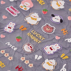 3pcs 5D Cartoon Nail Art Stickers Self Adhesive Decals