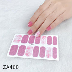 Waterproof Pink Glitter Nail Stickers Self Adhesive Manicure Kits