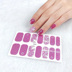 Waterproof Pink Glitter Nail Stickers Self Adhesive Manicure Kits
