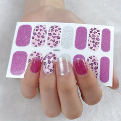 Waterproof Pink Glitter Nail Stickers Self Adhesive Manicure Kits