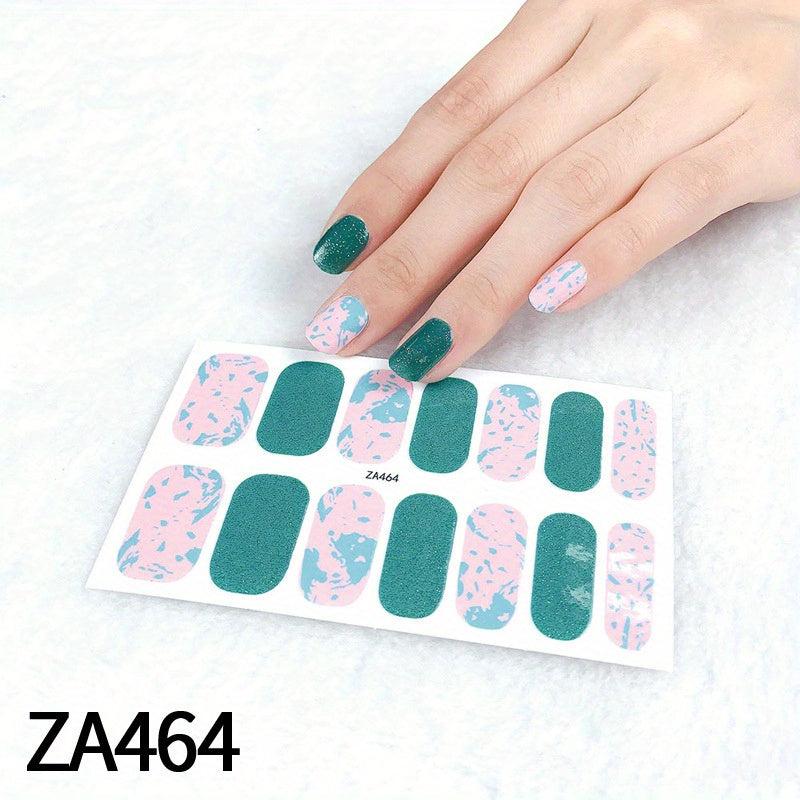 Waterproof Pink Glitter Nail Stickers Self Adhesive Manicure Kits
