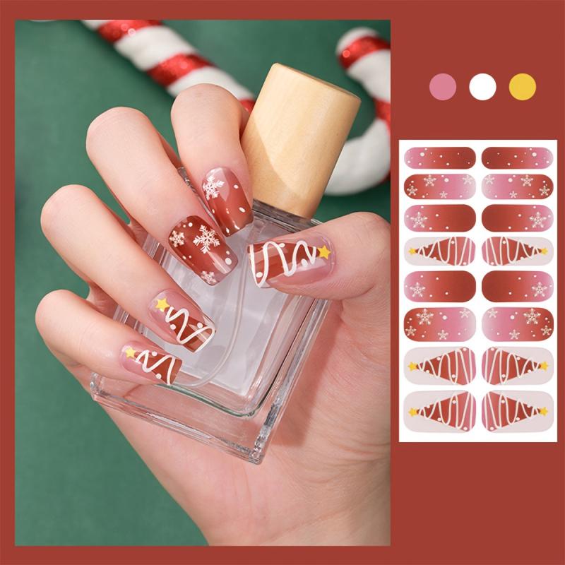 Xmas Snowflake Tree Nail Wraps Self-Adhesive Gel Decals