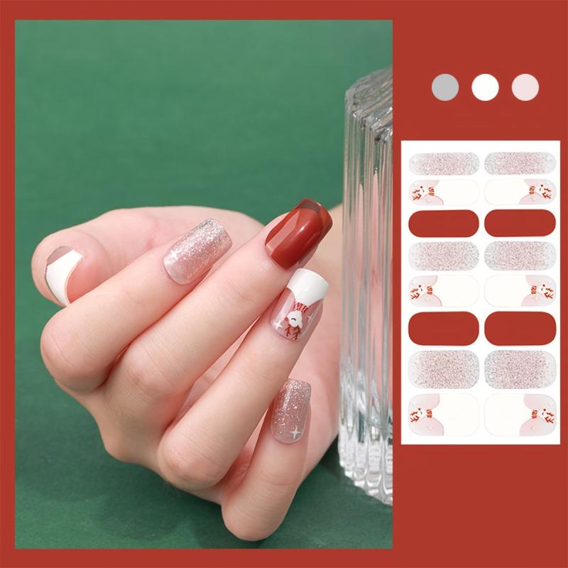 Xmas Snowflake Tree Nail Wraps Self-Adhesive Gel Decals