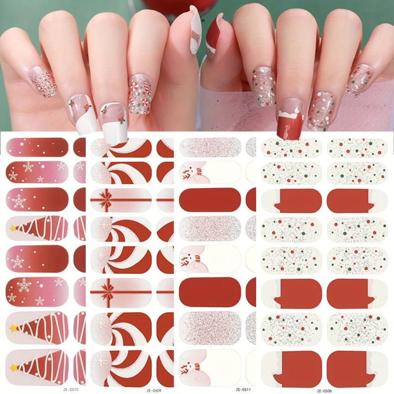 Xmas Snowflake Tree Nail Wraps Self-Adhesive Gel Decals