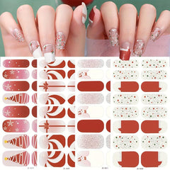 Xmas Snowflake Tree Nail Wraps Self-Adhesive Gel Decals
