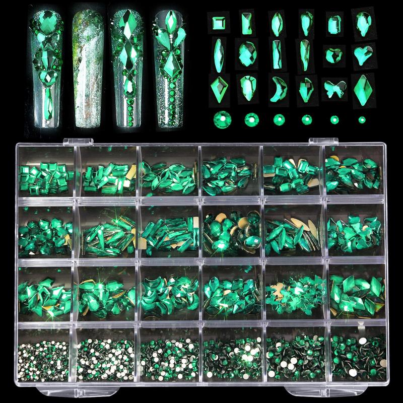 Crystal AB Nail Art Rhinestones Flat Back Mixed Shaped Gemstones