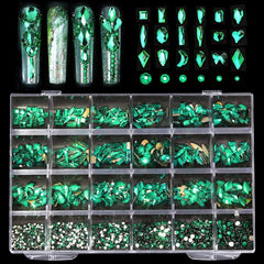 Crystal AB Nail Art Rhinestones Flat Back Mixed Shaped Gemstones