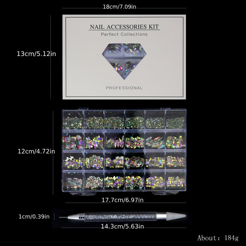 Crystal AB Nail Art Rhinestones Flat Back Mixed Shaped Gemstones
