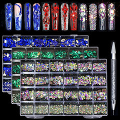 Crystal AB Nail Art Rhinestones Flat Back Mixed Shaped Gemstones