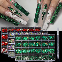 Crystal AB Nail Art Rhinestones Flat Back Mixed Shaped Gemstones