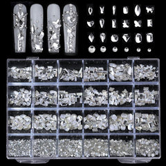 Crystal AB Nail Art Rhinestones Flat Back Mixed Shaped Gemstones
