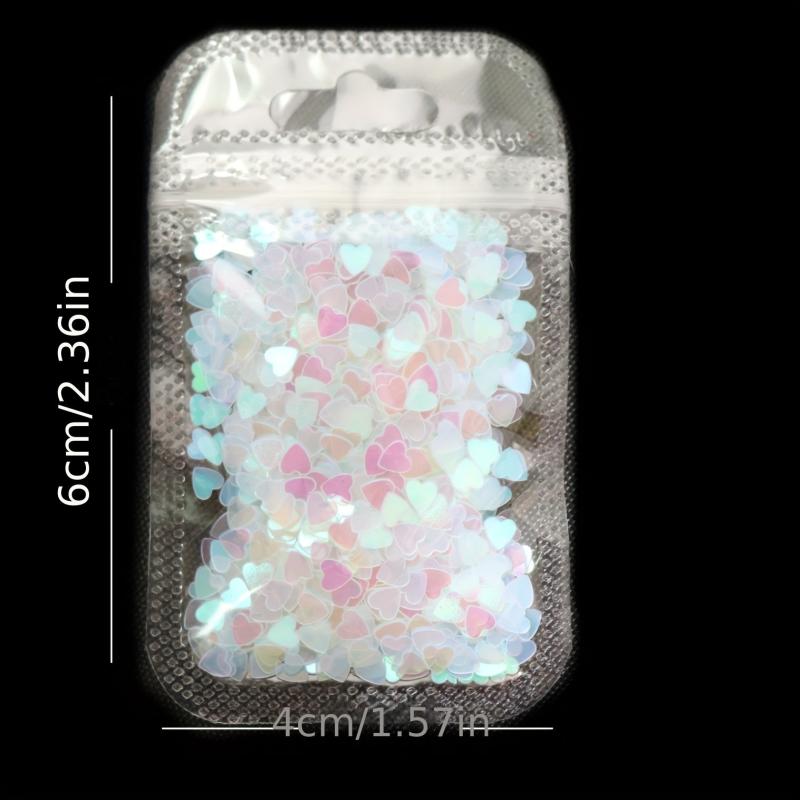 Laser Heart Nail Glitter Sequins Aurora Peach