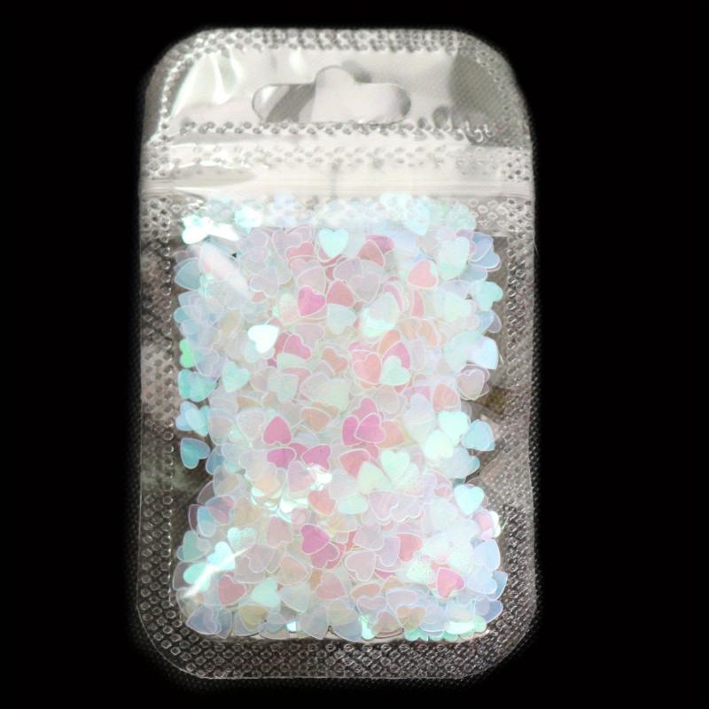 Laser Heart Nail Glitter Sequins Aurora Peach