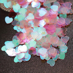 Laser Heart Nail Glitter Sequins Aurora Peach