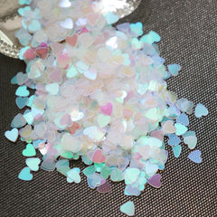 Laser Heart Nail Glitter Sequins Aurora Peach