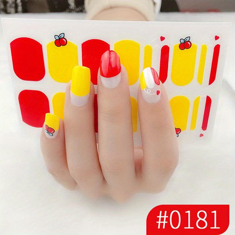 Colorful Full Wraps Nail Polish Stickers Self Adhesive Nail Art Decal Strips