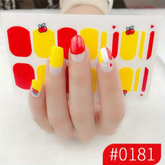 Colorful Full Wraps Nail Polish Stickers Self Adhesive Nail Art Decal Strips