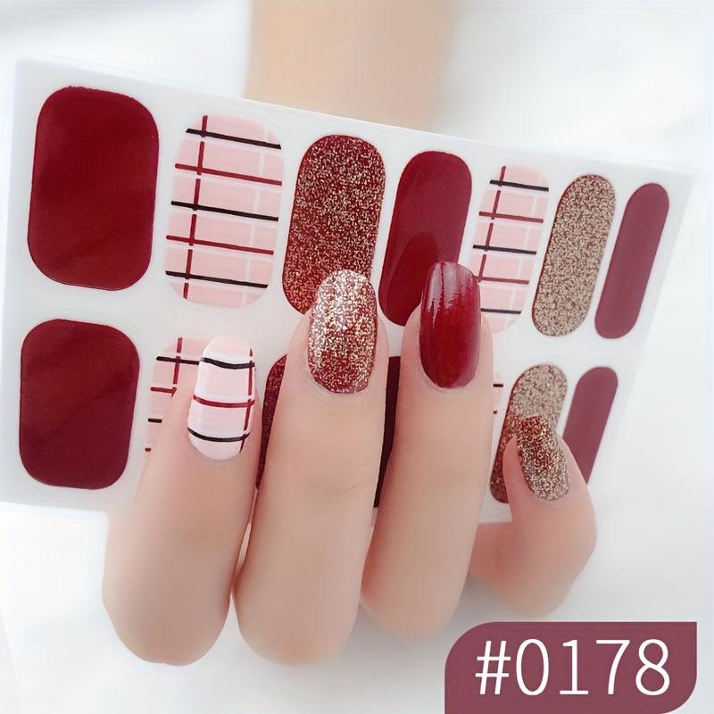 Colorful Full Wraps Nail Polish Stickers Self Adhesive Nail Art Decal Strips
