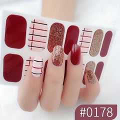 Colorful Full Wraps Nail Polish Stickers Self Adhesive Nail Art Decal Strips