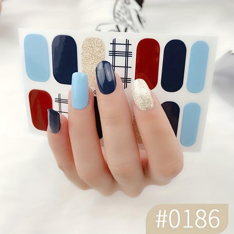 Colorful Full Wraps Nail Polish Stickers Self Adhesive Nail Art Decal Strips