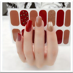 Colorful Full Wraps Nail Polish Stickers Self Adhesive Nail Art Decal Strips