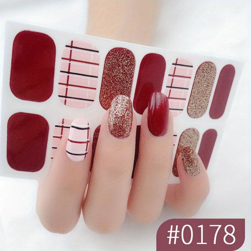Colorful Full Wraps Nail Polish Stickers Self Adhesive Nail Art Decal Strips