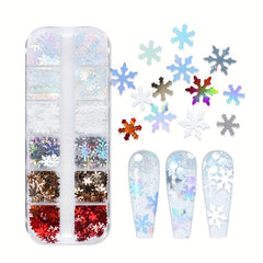 Christmas Snowflake Nail Glitter Sequins - Holographic Nails Decorations