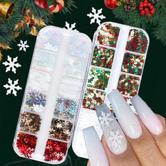 Christmas Snowflake Nail Glitter Sequins - Holographic Nails Decorations