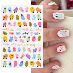 Y2K Punk Rock Nail Stickers - Love Yourself Freedom Graffiti Designs