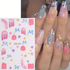 Y2K Punk Rock Nail Stickers - Love Yourself Freedom Graffiti Designs