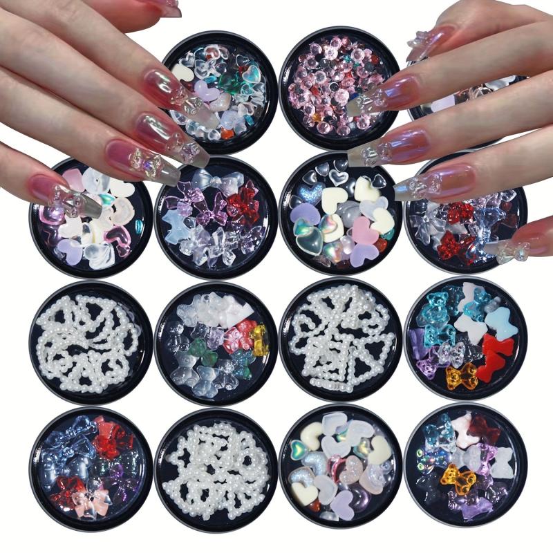 Nail Art Charms Pearls Heart Bow Bear Accessories