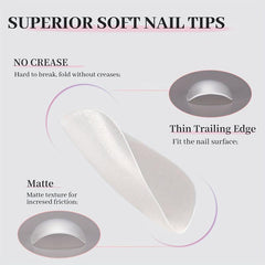 Short Square Nail Tips 480PCS Full Matte Soft Gel Full Cover False Nails